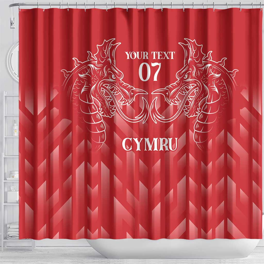 Wales Rugby Personalised Shower Curtain Heraldic Dragon Basic Red LT7