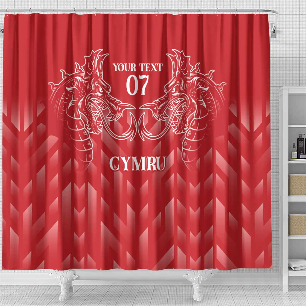 Wales Rugby Personalised Shower Curtain Heraldic Dragon Basic Red LT7