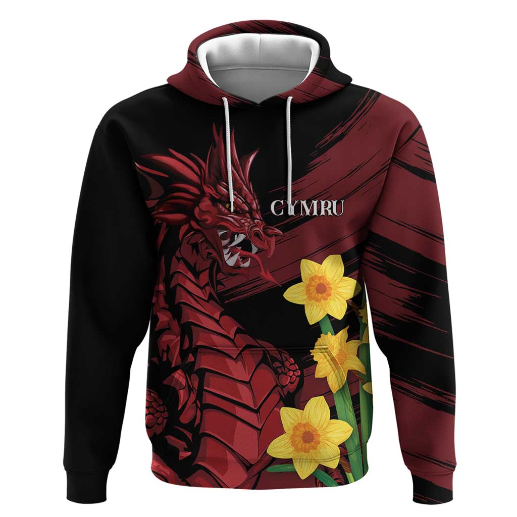 Wales Cymru Am Byth Hoodie Dragon & Daffodil LT7