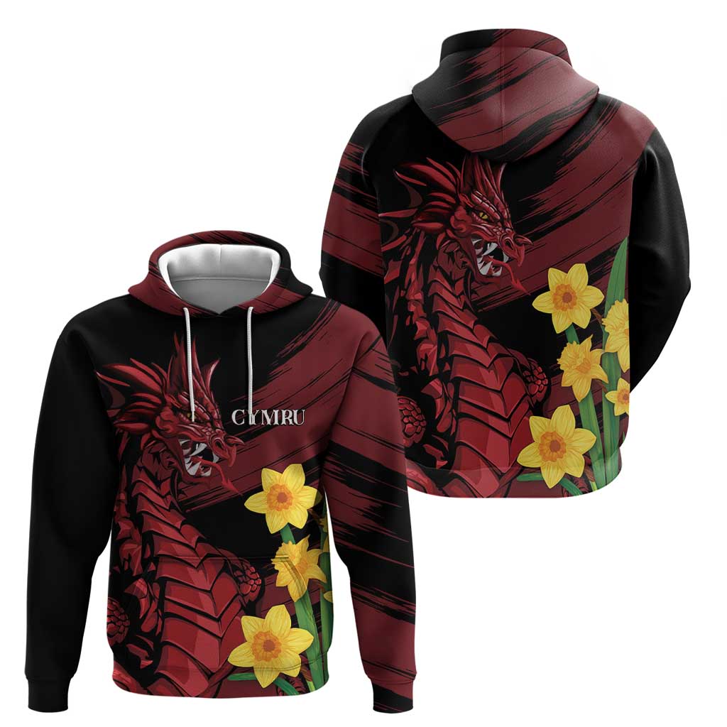 Wales Cymru Am Byth Hoodie Dragon & Daffodil LT7