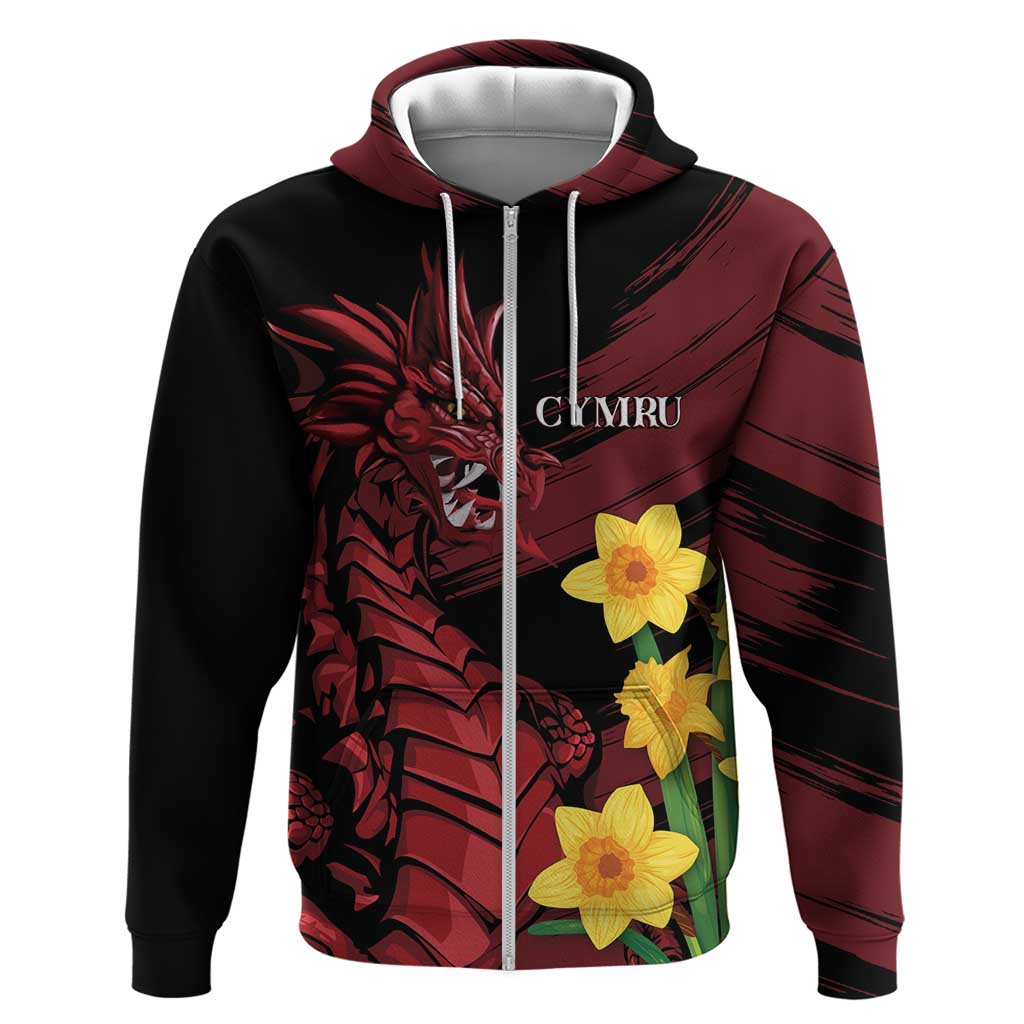 Wales Cymru Am Byth Hoodie Dragon & Daffodil LT7