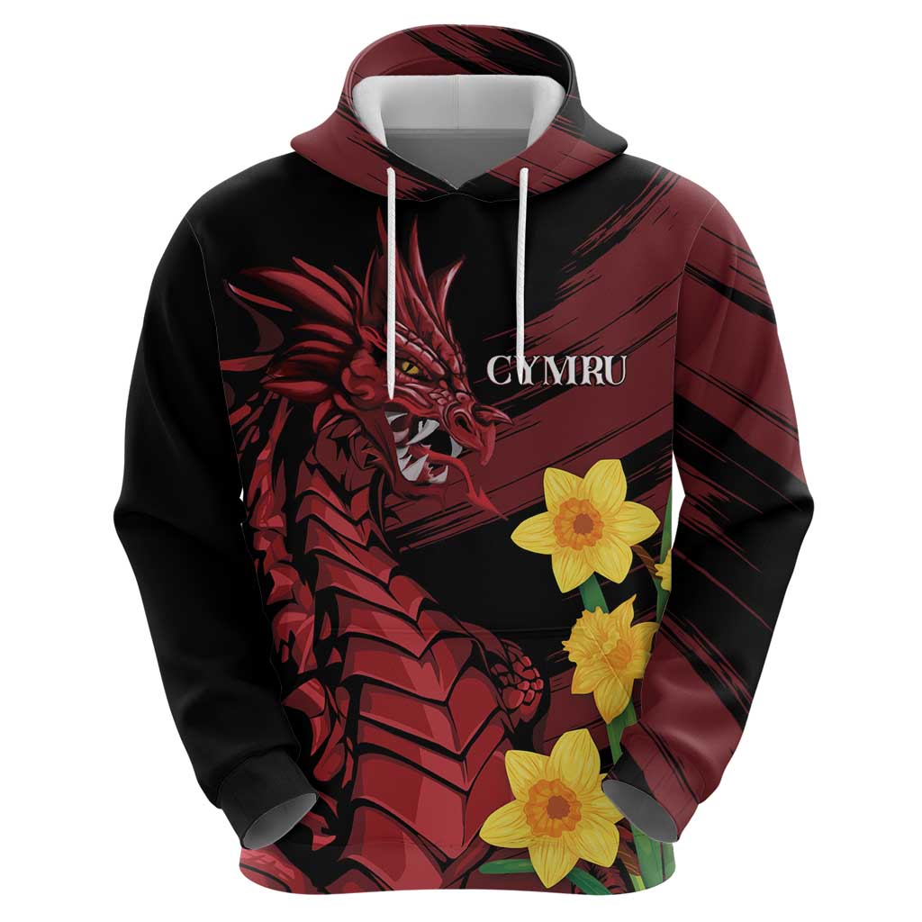 Wales Cymru Am Byth Hoodie Dragon & Daffodil LT7