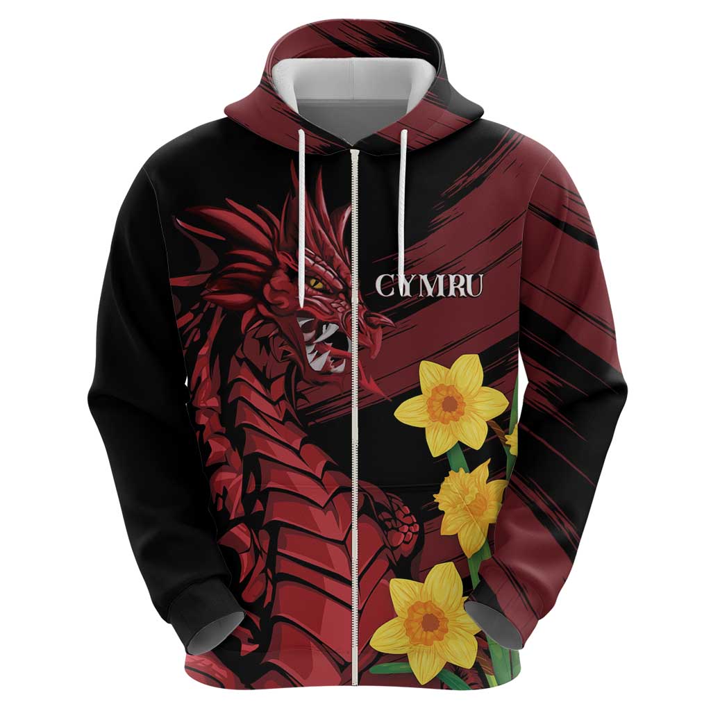 Wales Cymru Am Byth Hoodie Dragon & Daffodil LT7