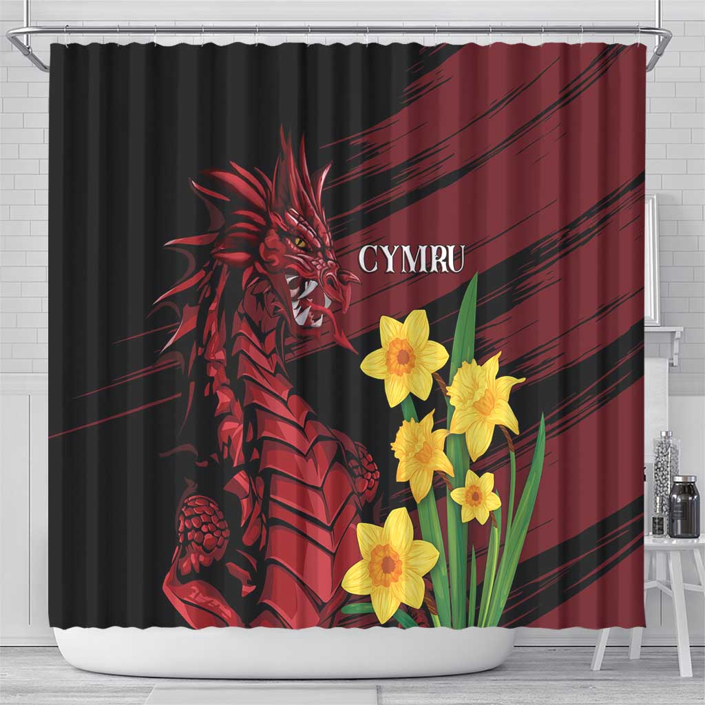 Wales Cymru Am Byth Shower Curtain Dragon & Daffodil LT7
