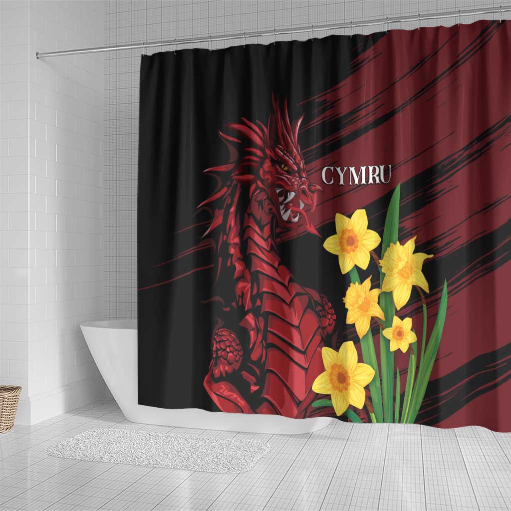 Wales Cymru Am Byth Shower Curtain Dragon & Daffodil LT7