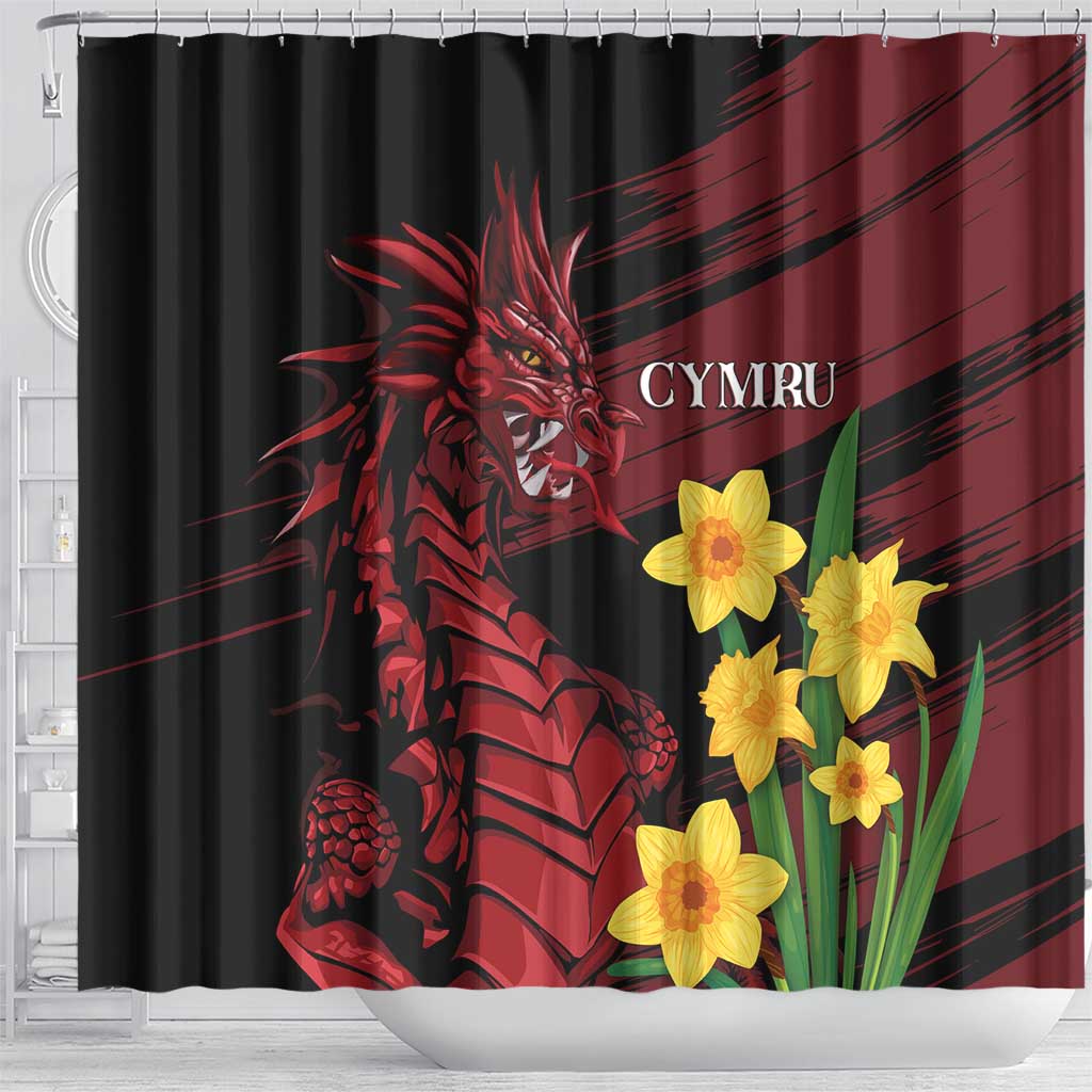 Wales Cymru Am Byth Shower Curtain Dragon & Daffodil LT7