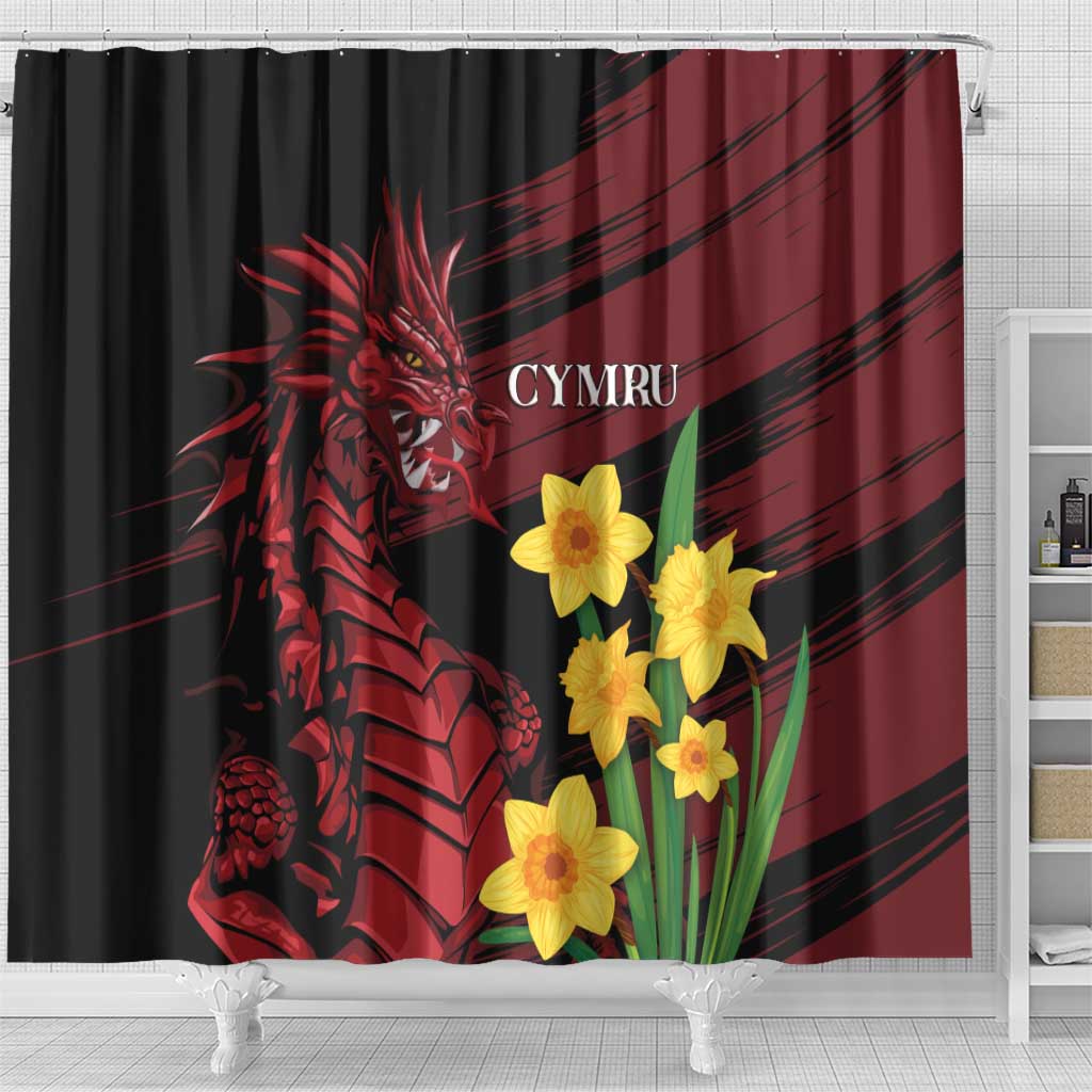 Wales Cymru Am Byth Shower Curtain Dragon & Daffodil LT7