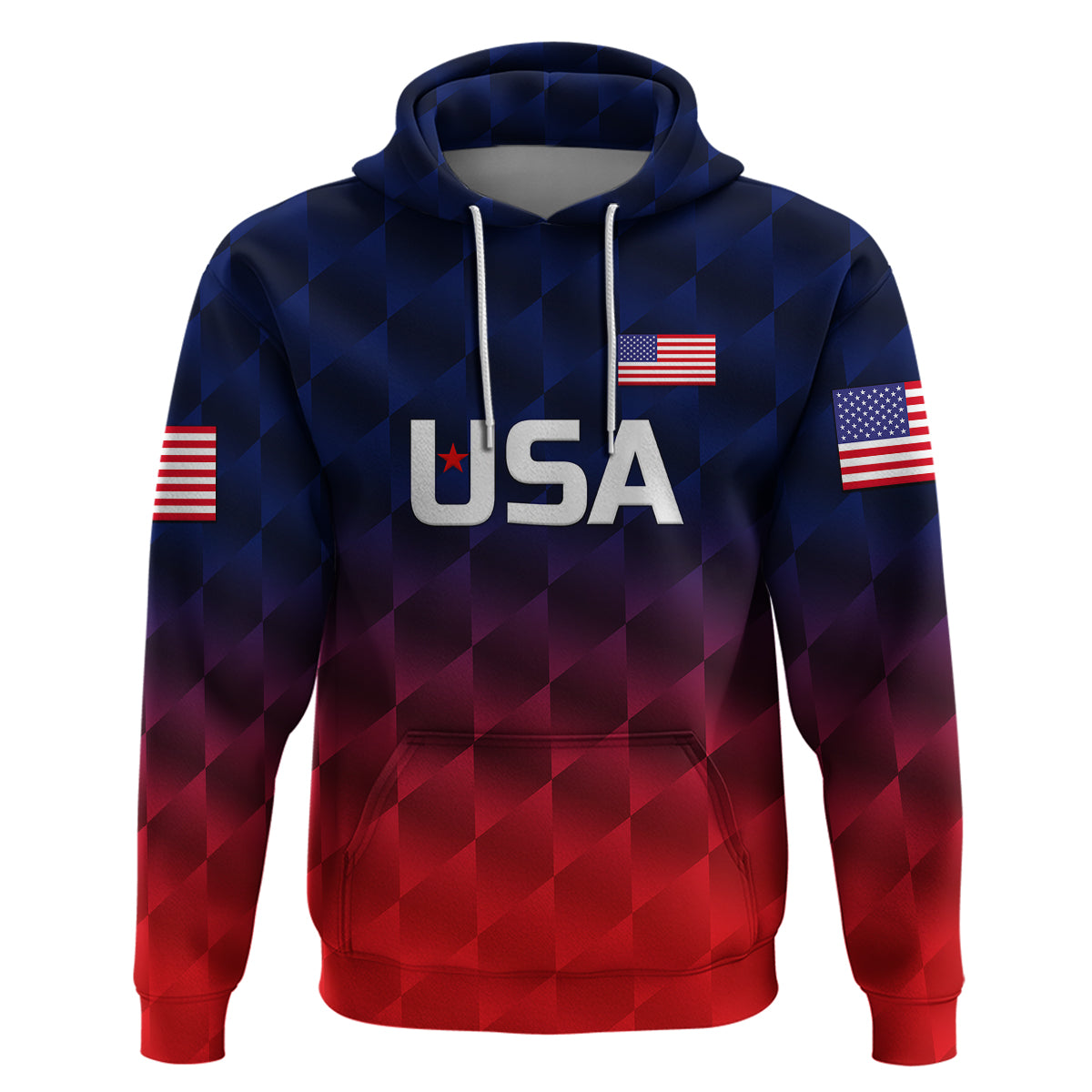 Custom United States National CrickeHoodie Team USA Cricket Gradient Navy Red LT8