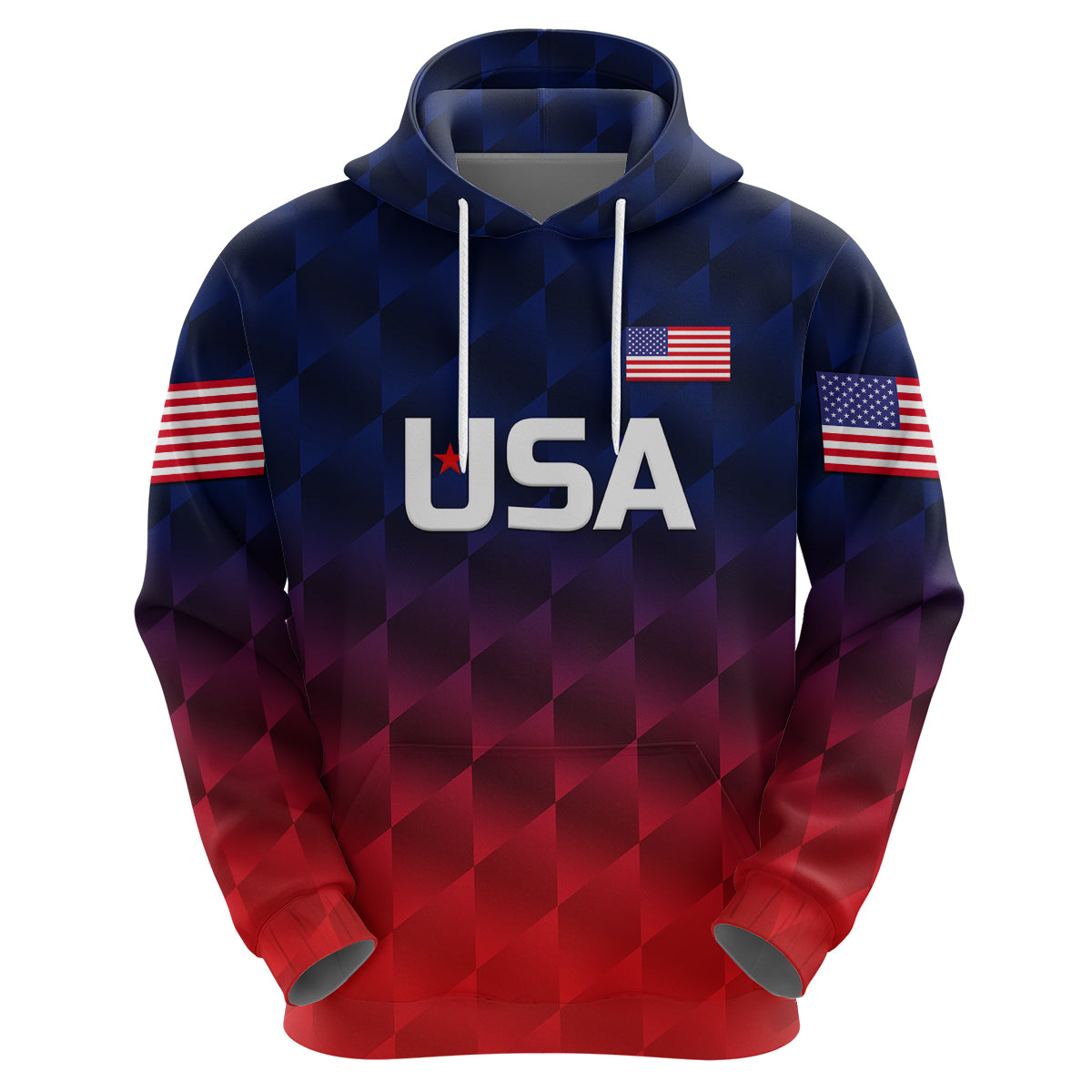 Custom United States National CrickeHoodie Team USA Cricket Gradient Navy Red LT8