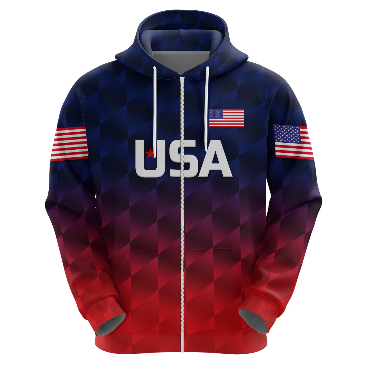 Custom United States National CrickeHoodie Team USA Cricket Gradient Navy Red LT8