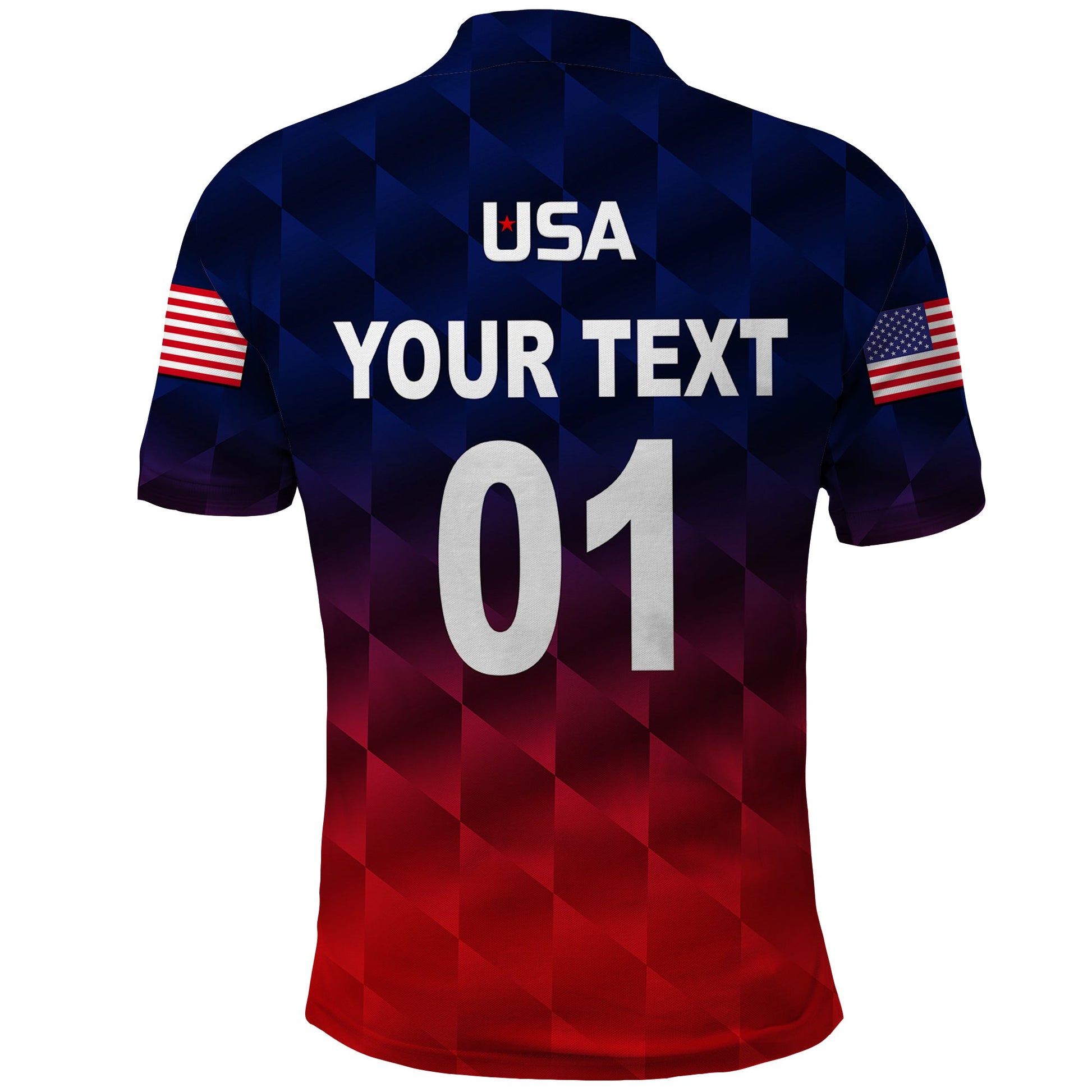 Custom United States National Cricket Polo Shirt Team USA Cricket Gradient Navy Red LT8