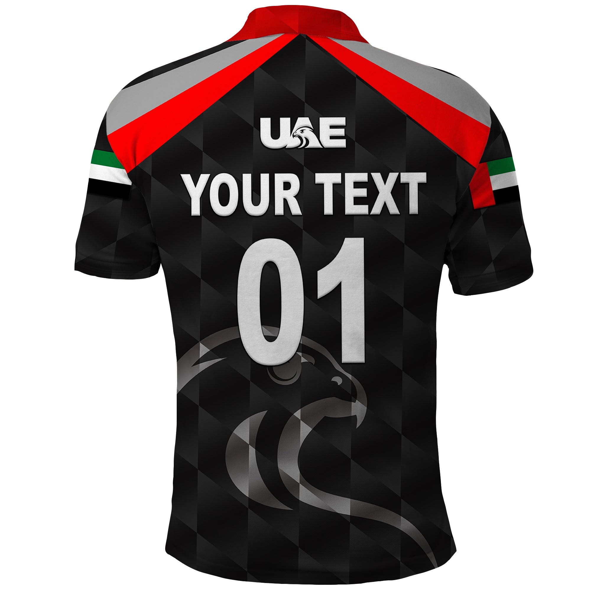 Custom United Arab Emirates UAE Cricket Polo Shirt Falcon Special Black LT8