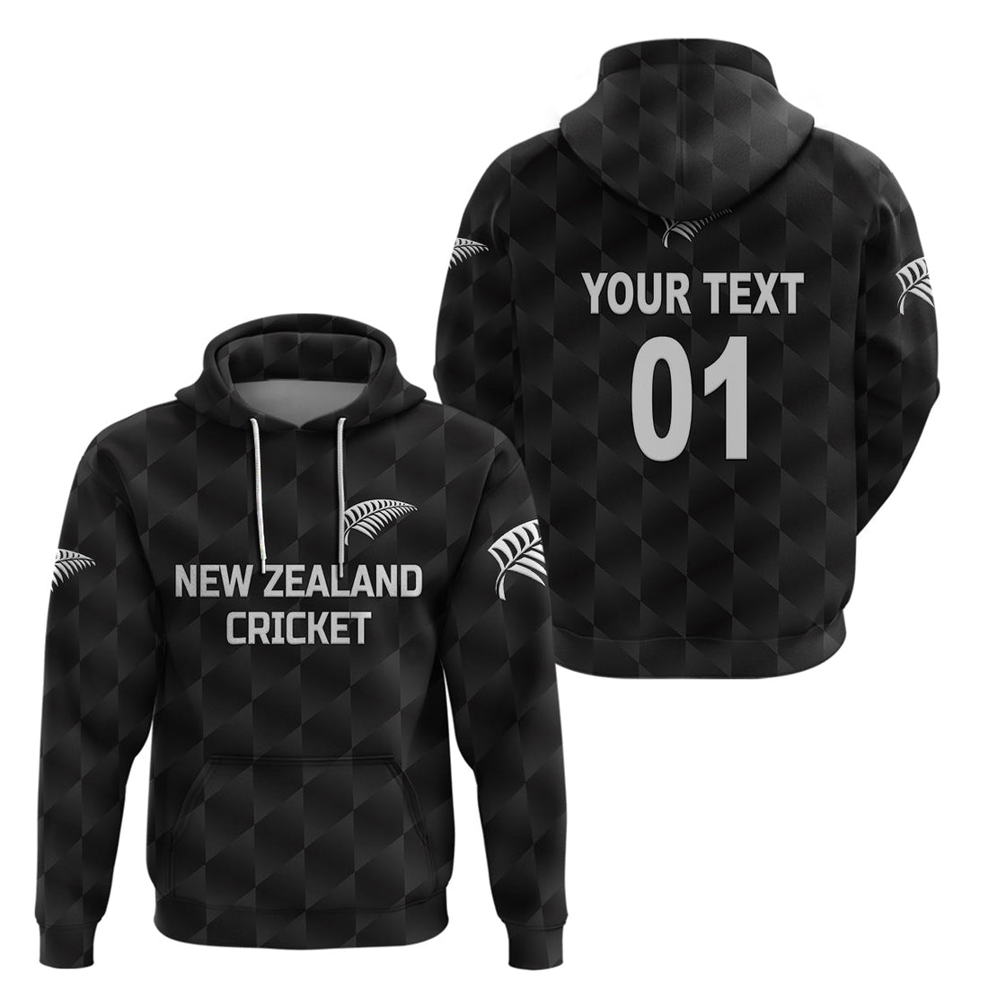 Custom New Zealand CrickeHoodie Silver Fern Unique Black LT8