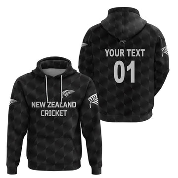 Custom New Zealand CrickeHoodie Silver Fern Unique Black LT8