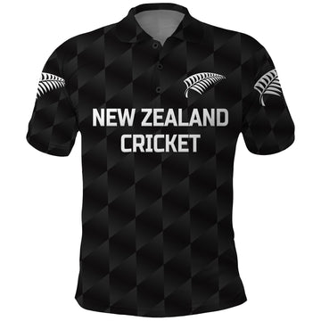 Custom New Zealand Cricket Polo Shirt Silver Fern Unique Black LT8