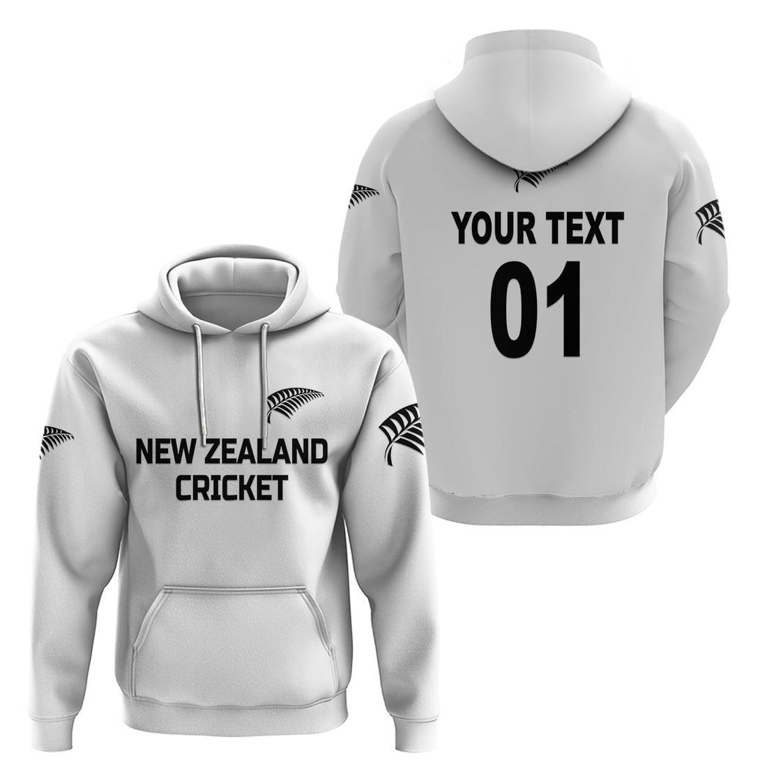 Custom New Zealand CrickeHoodie Silver Fern Unique White LT8