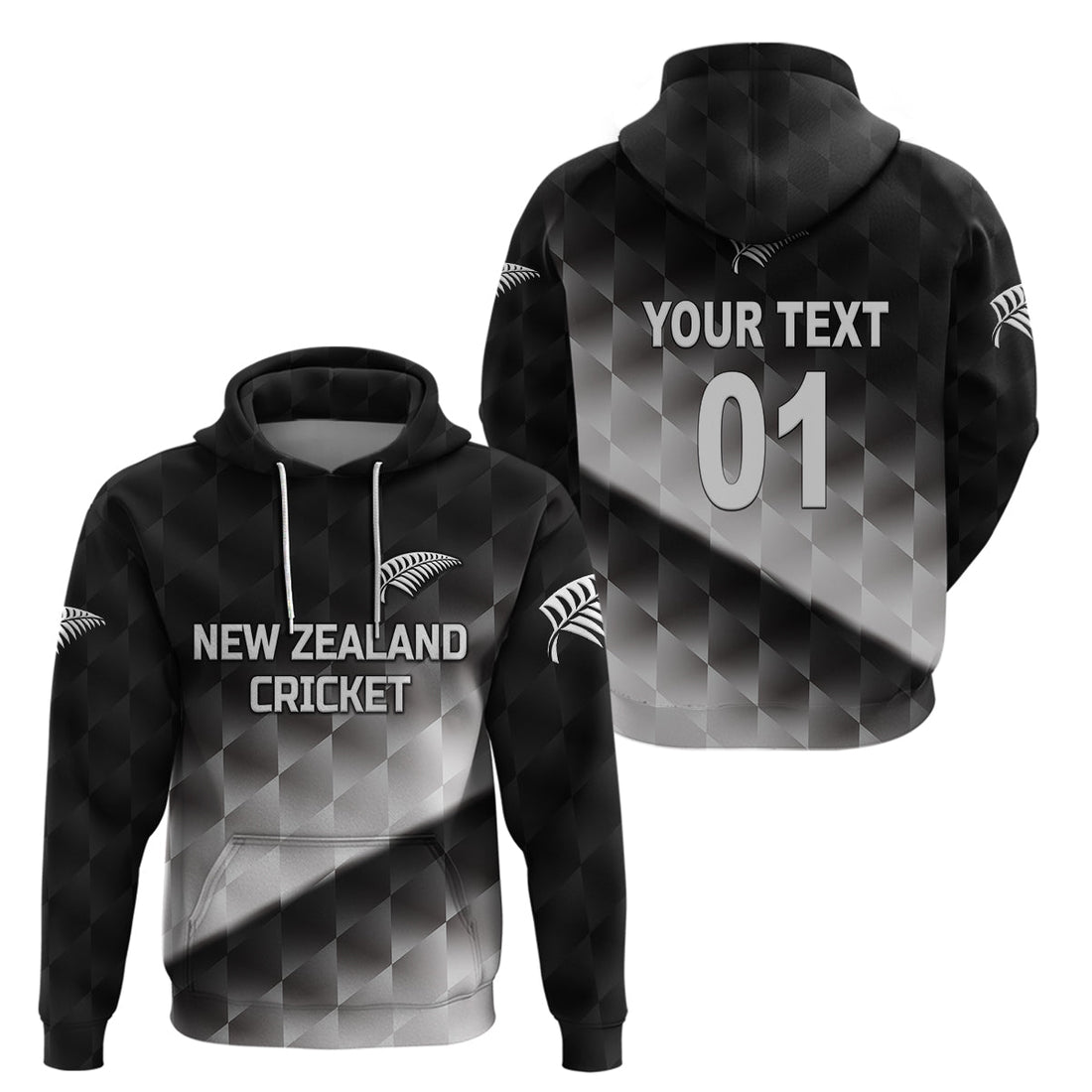 Custom New Zealand CrickeHoodie Silver Fern Unique Gradient LT8