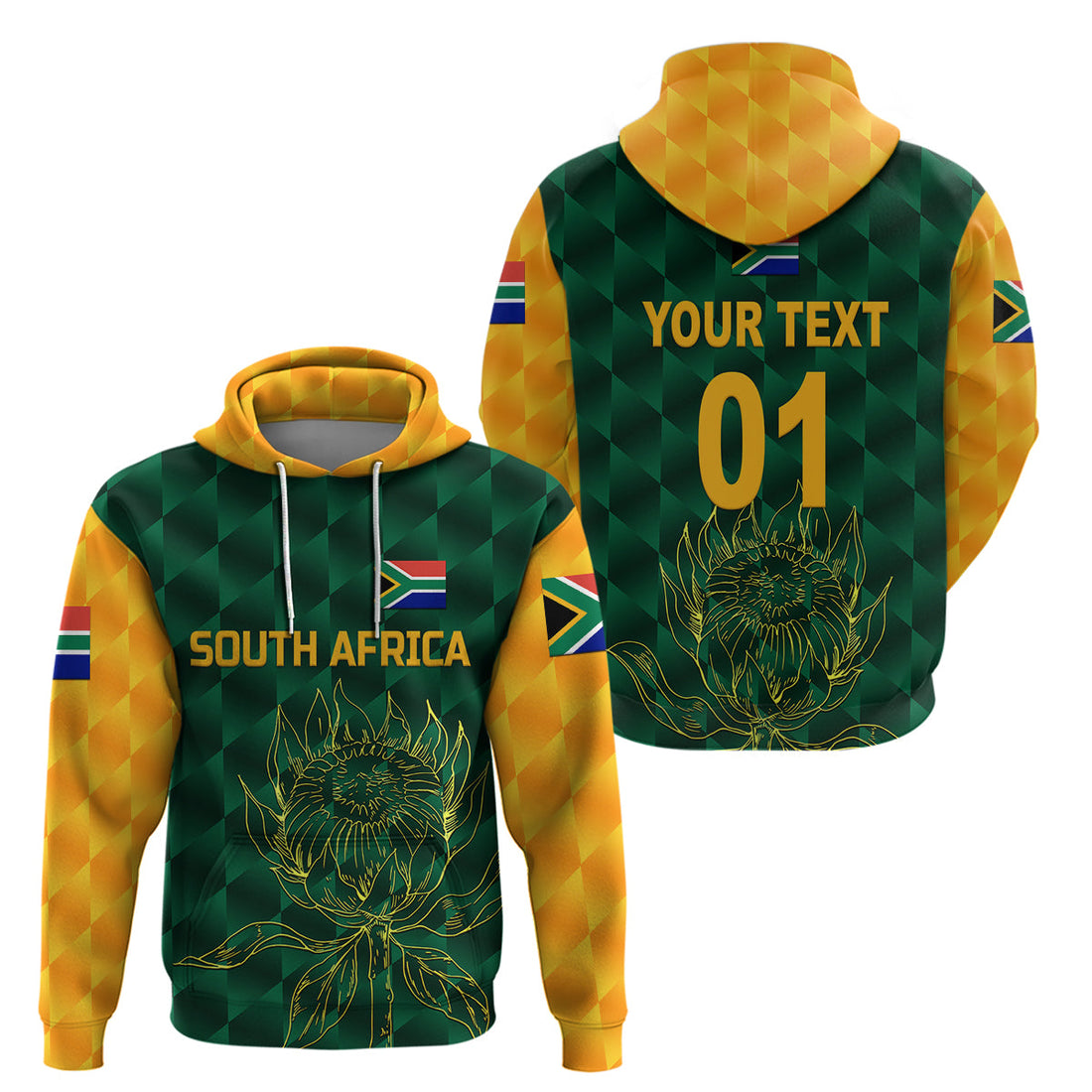 Custom South Africa Proteas CrickeHoodie Simple Green LT8
