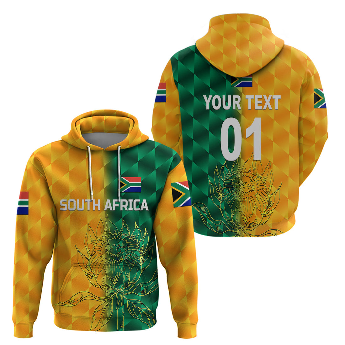 Custom South Africa Proteas CrickeHoodie Simple Yellow LT8
