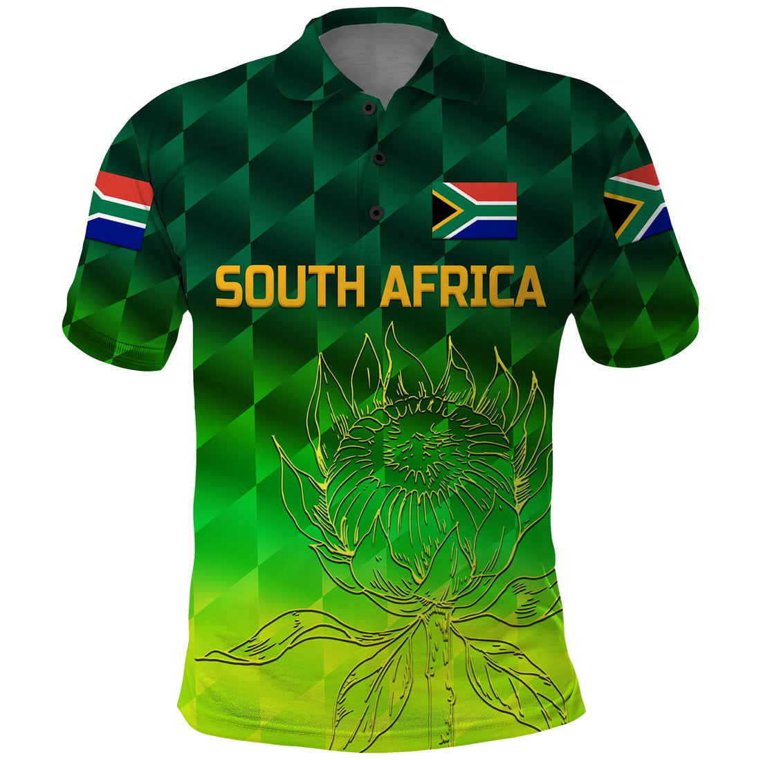 Custom South Africa Proteas Cricket Polo Shirt Simple Gradient Green LT8