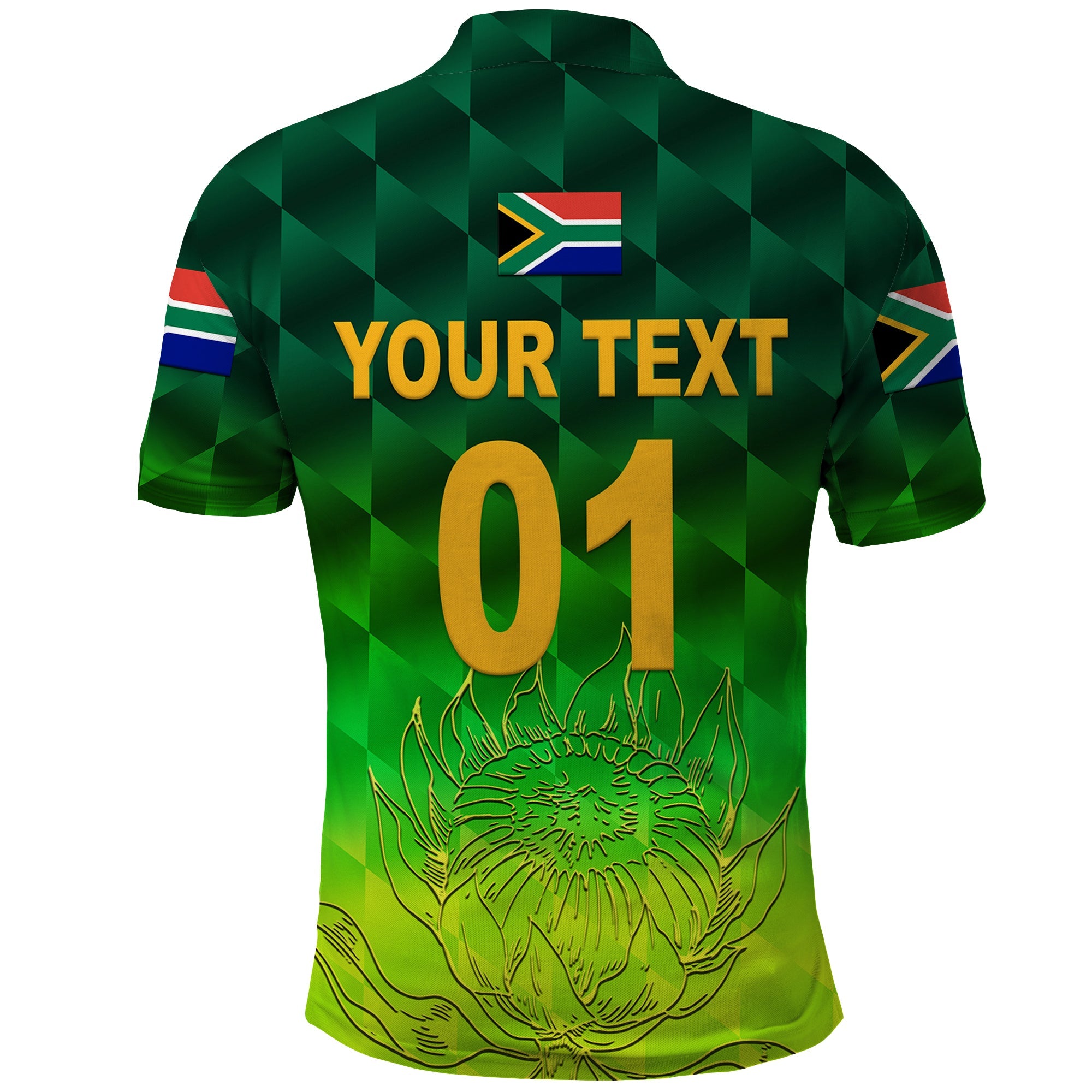 Custom South Africa Proteas Cricket Polo Shirt Simple Gradient Green LT8