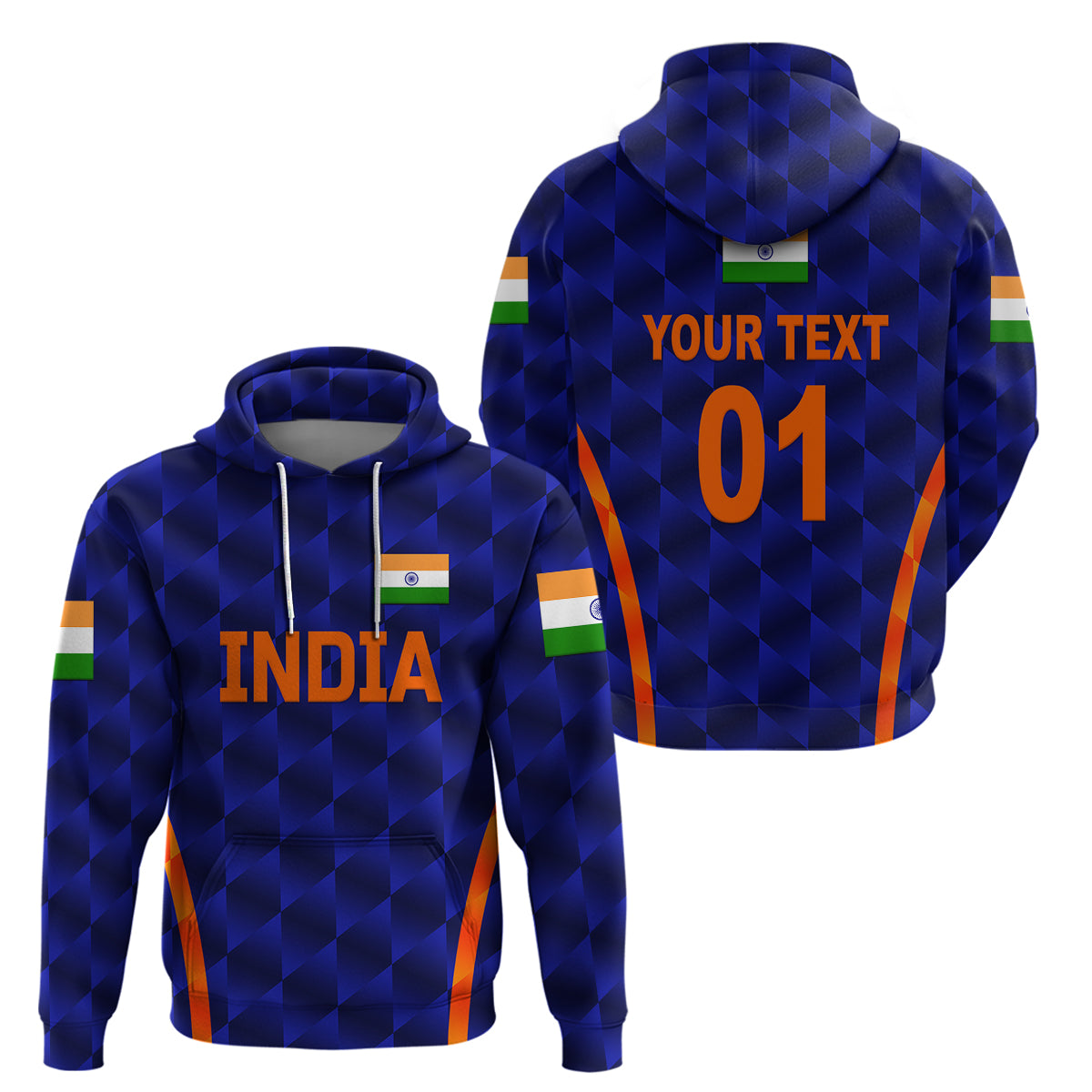 Custom India CrickeHoodie Men In Blue Unique Blue LT8