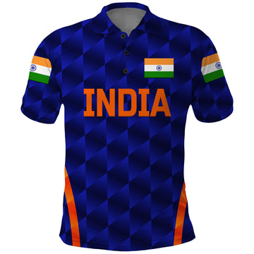 Custom India Cricket Polo Shirt Men In Blue Unique Blue LT8
