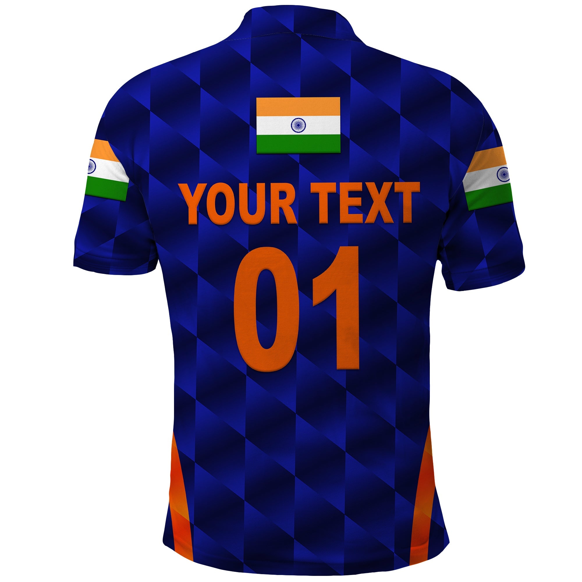 Custom India Cricket Polo Shirt Men In Blue Unique Blue LT8