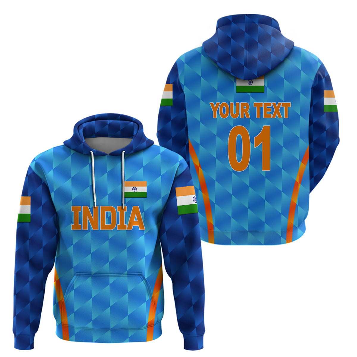 Custom India CrickeHoodie Men In Blue Unique Light Blue LT8