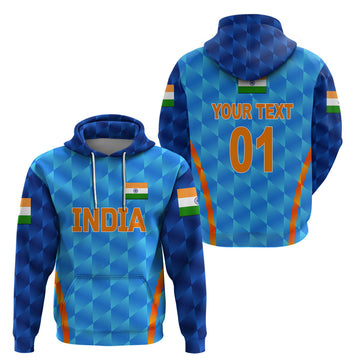 Custom India CrickeHoodie Men In Blue Unique Light Blue LT8