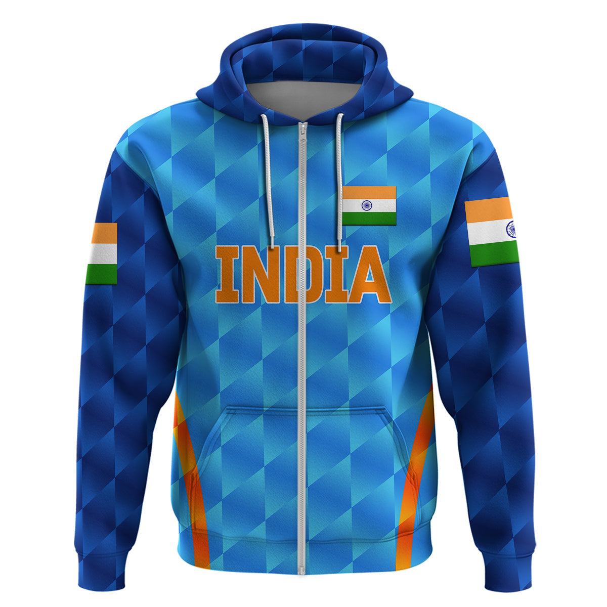 Custom India CrickeHoodie Men In Blue Unique Light Blue LT8