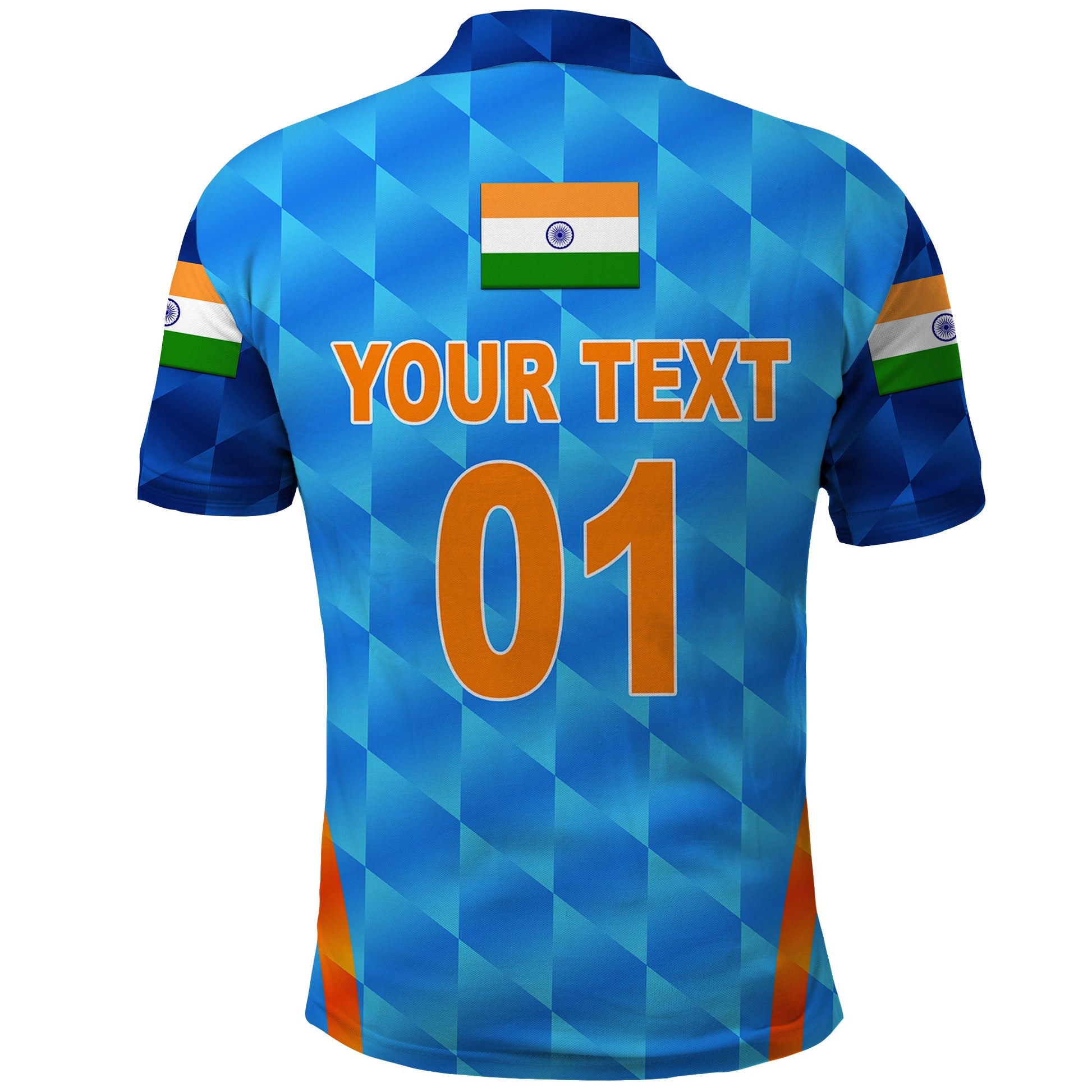 Custom India Cricket Polo Shirt Men In Blue Unique Light Blue LT8