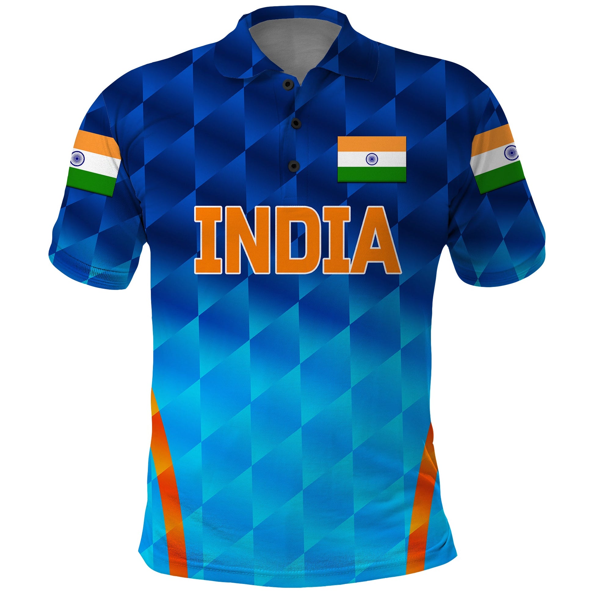 Custom India Cricket Polo Shirt Men In Blue Unique Gradient Blue LT8