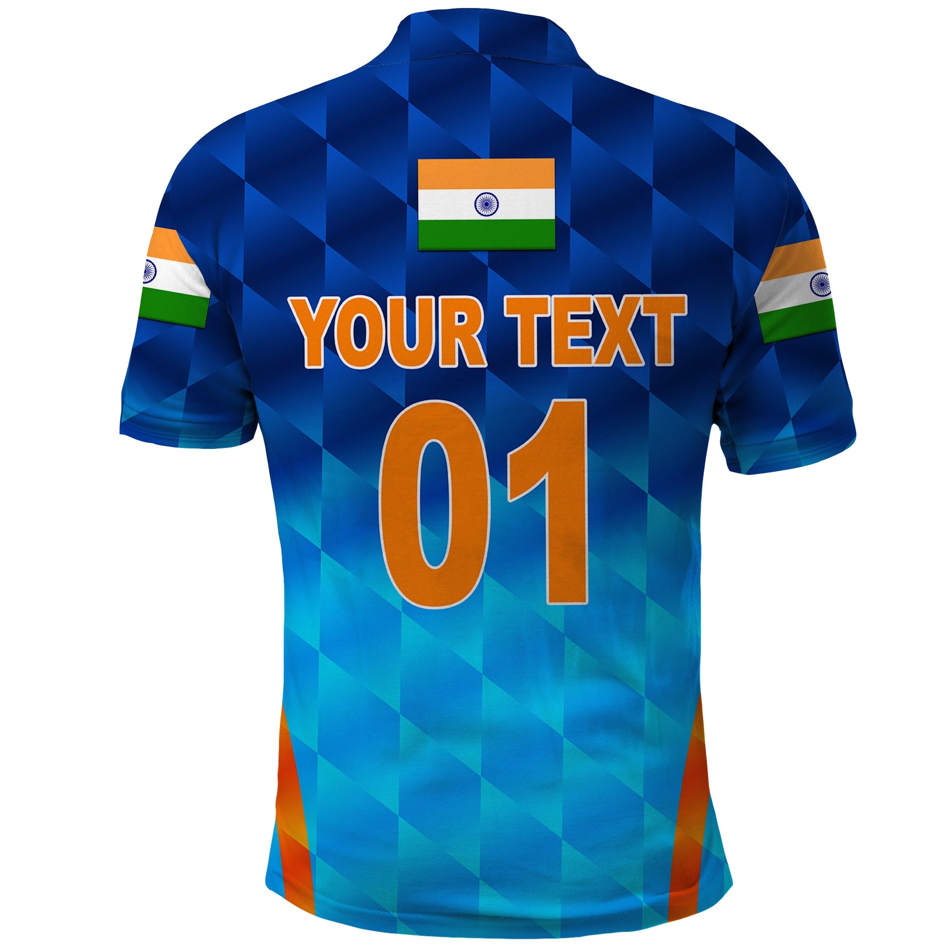 Custom India Cricket Polo Shirt Men In Blue Unique Gradient Blue LT8