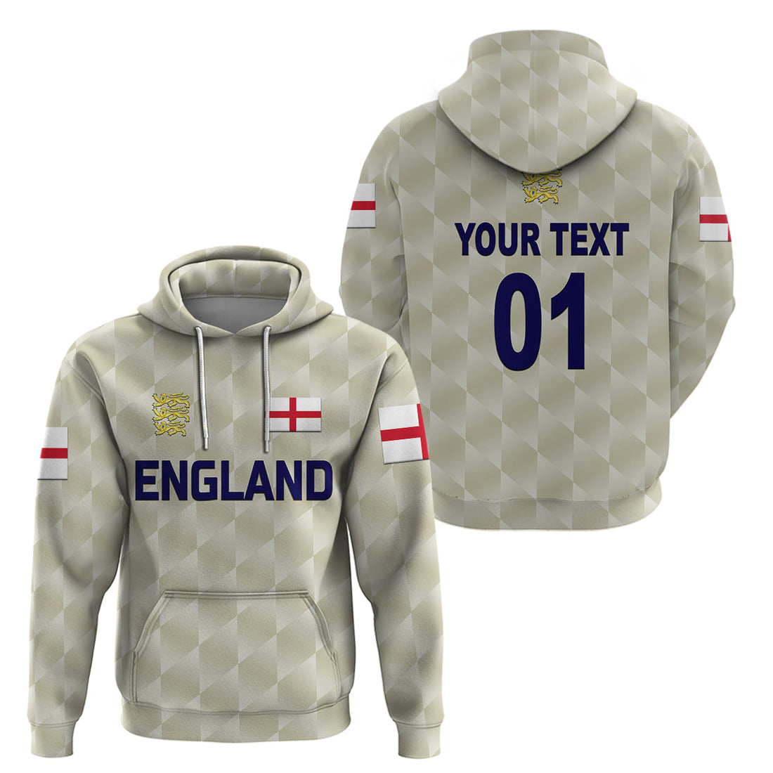 Custom England CrickeHoodie Unique Beige LT8