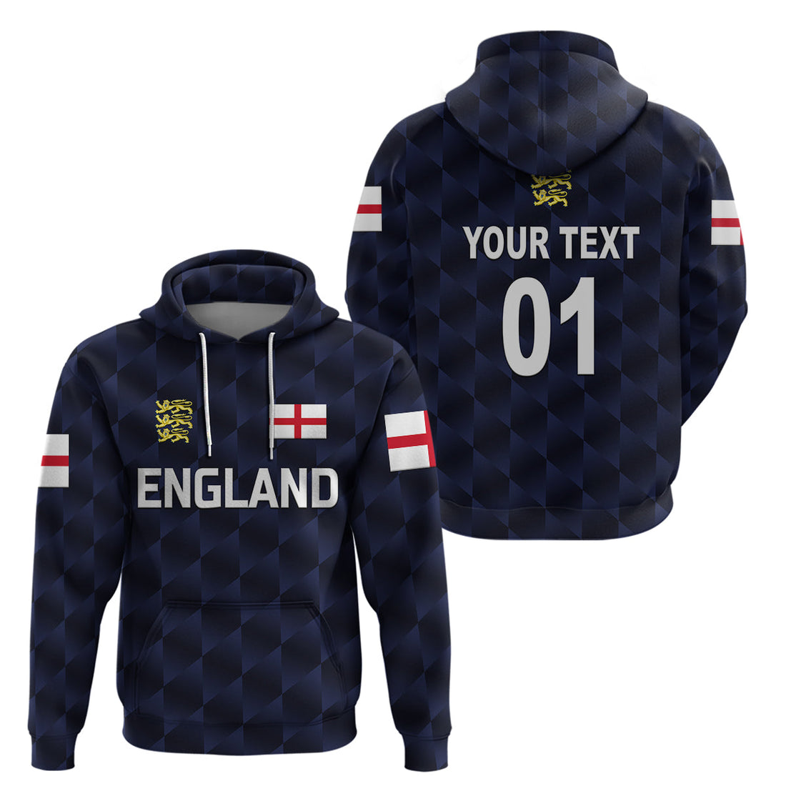 Custom England CrickeHoodie Unique Navy LT8