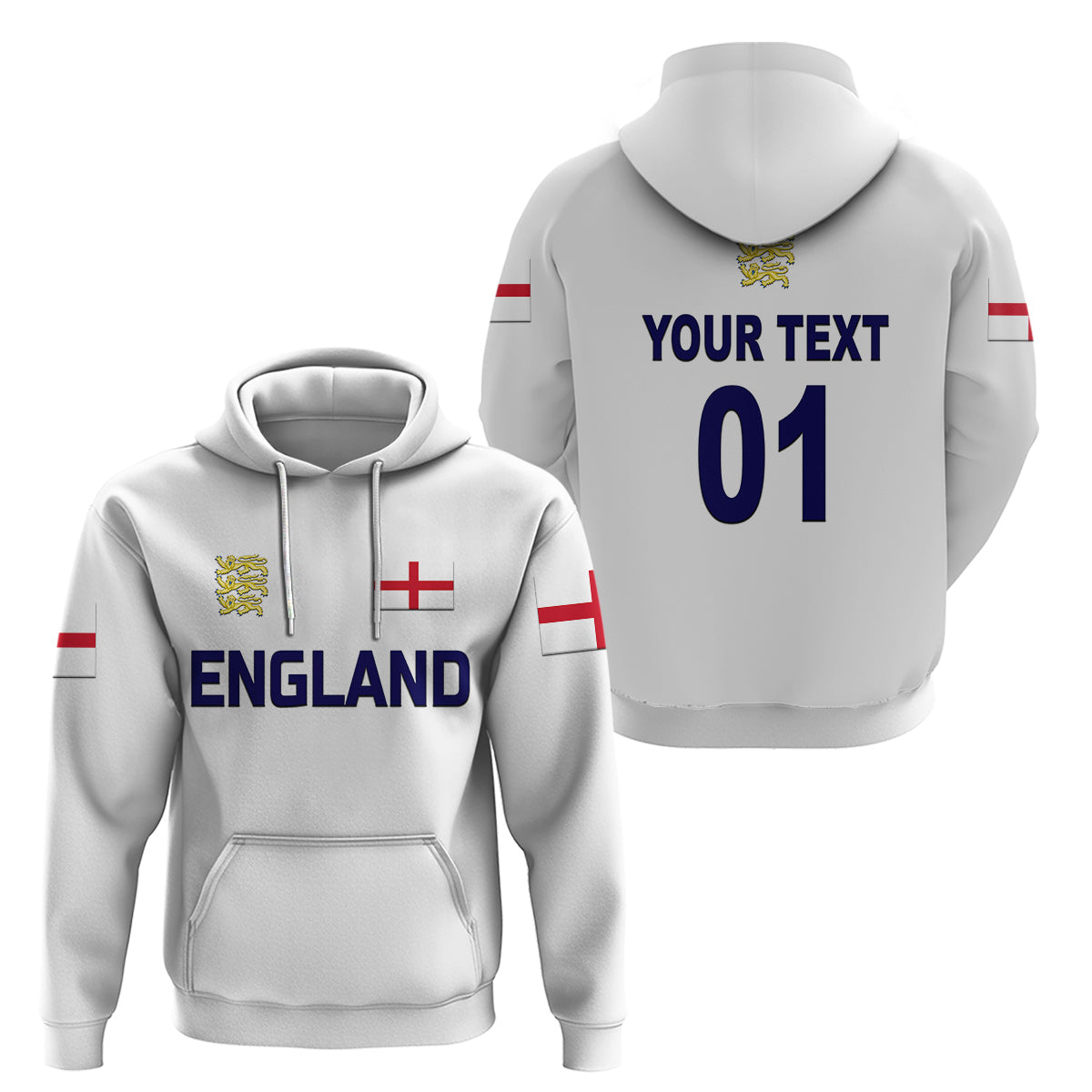 Custom England CrickeHoodie Unique White LT8