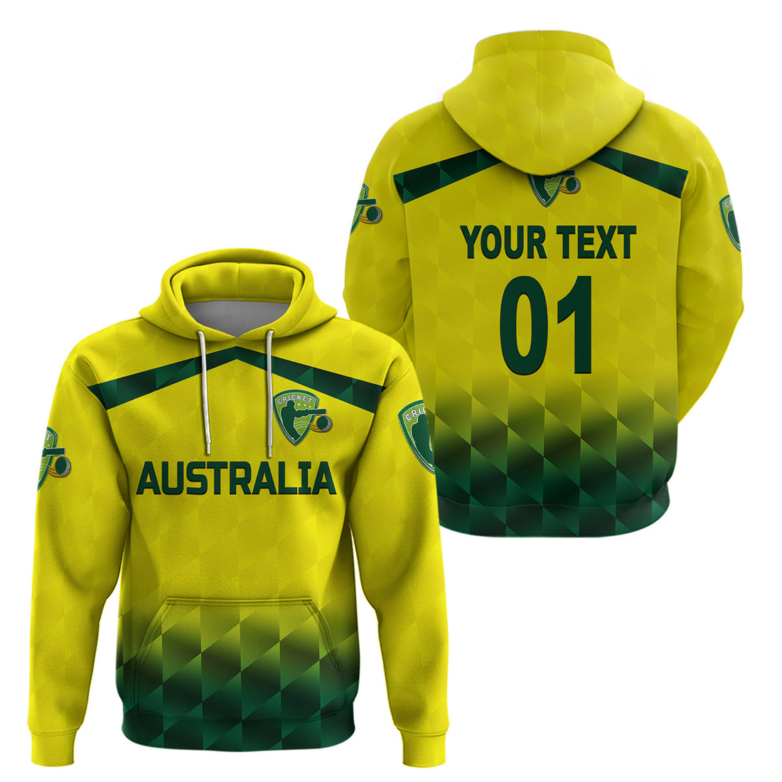 Custom Australia CrickeHoodie Aussie Unique Gradient Yellow Vibes LT8