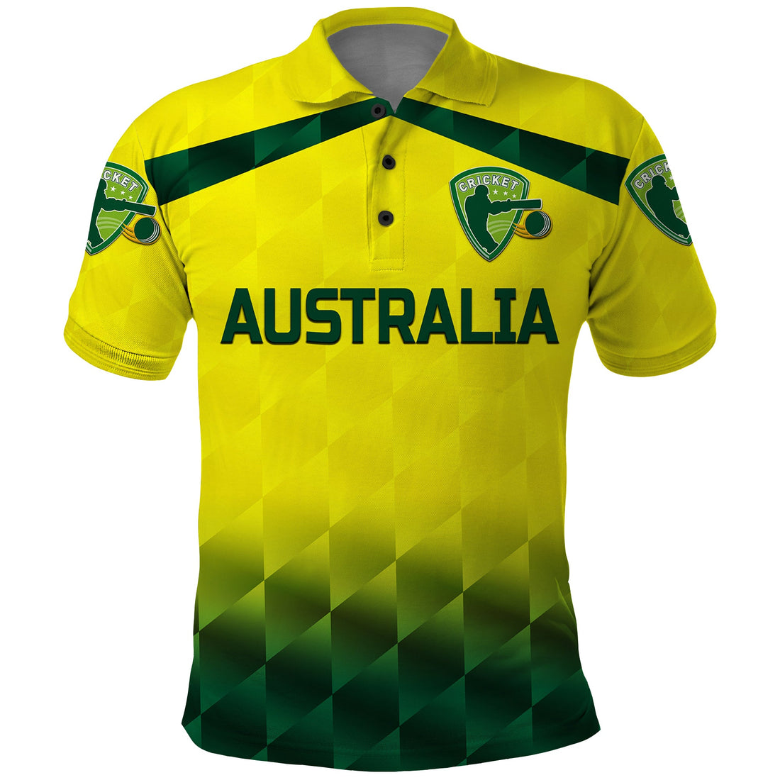 Custom Australia Cricket Polo Shirt Aussie Unique Gradient Yellow Vibes LT8
