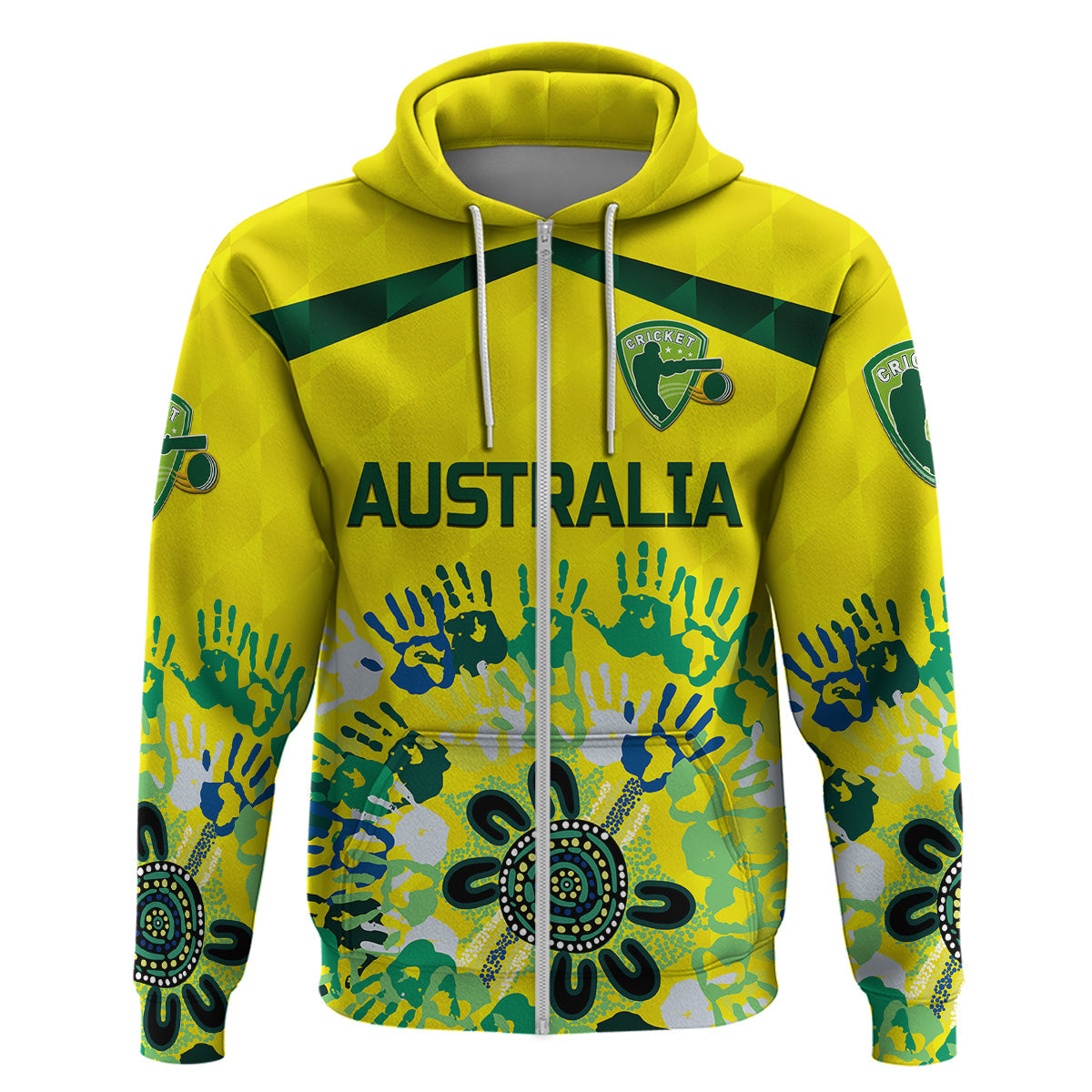 Custom Australia CrickeHoodie Aboriginal Style Unique Yellow LT8