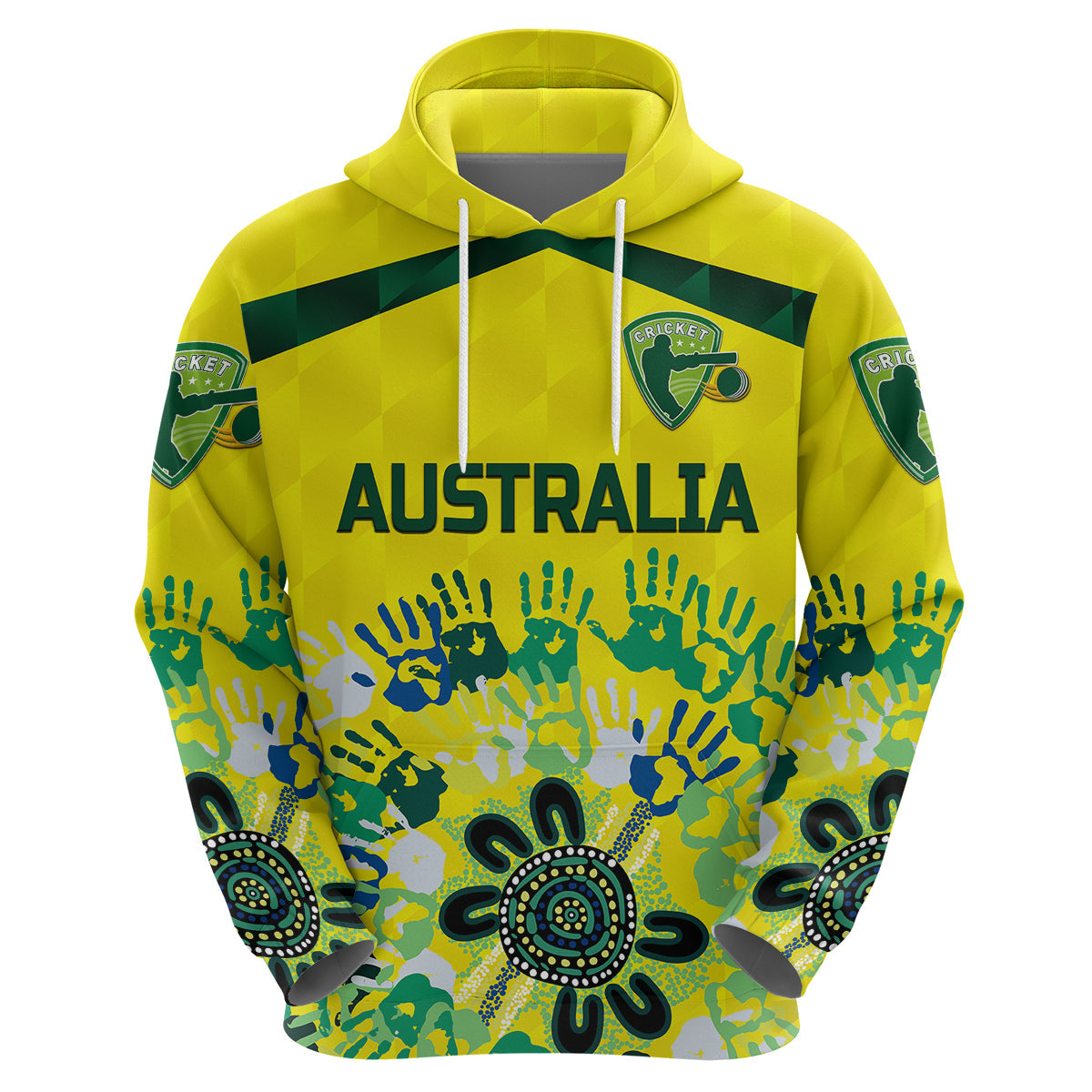 Custom Australia CrickeHoodie Aboriginal Style Unique Yellow LT8