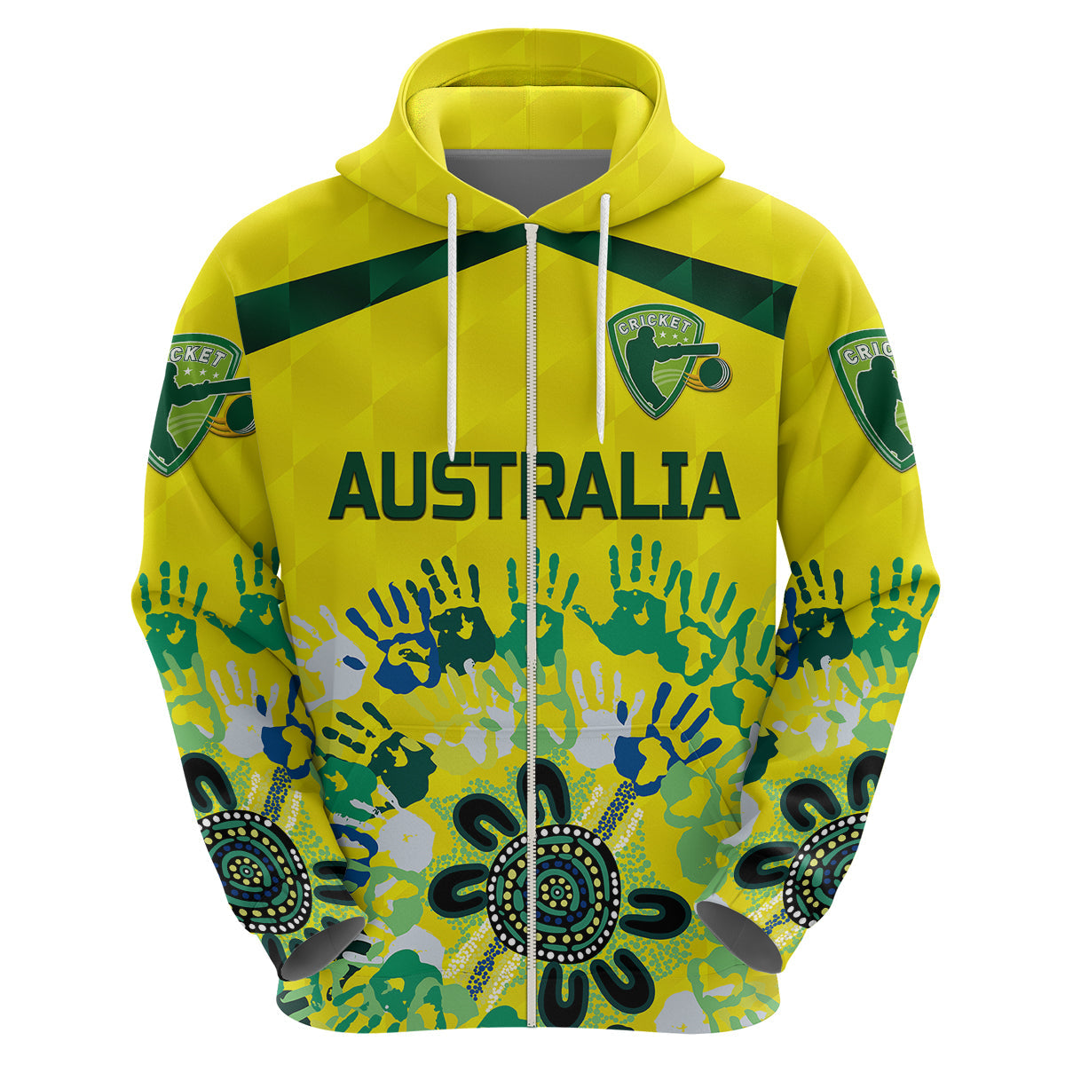 Custom Australia CrickeHoodie Aboriginal Style Unique Yellow LT8