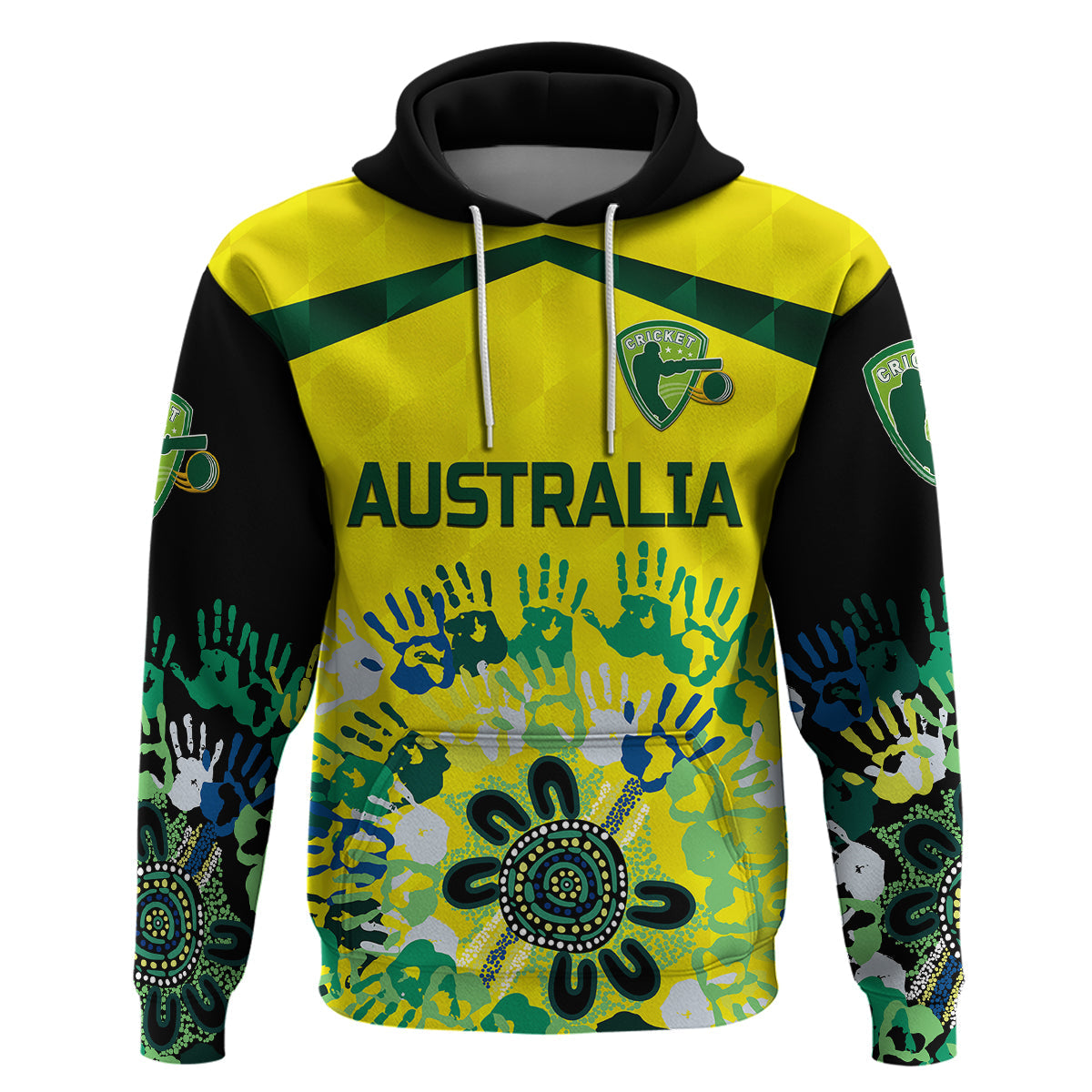 Custom Australia CrickeHoodie Aboriginal Style Unique Black LT8