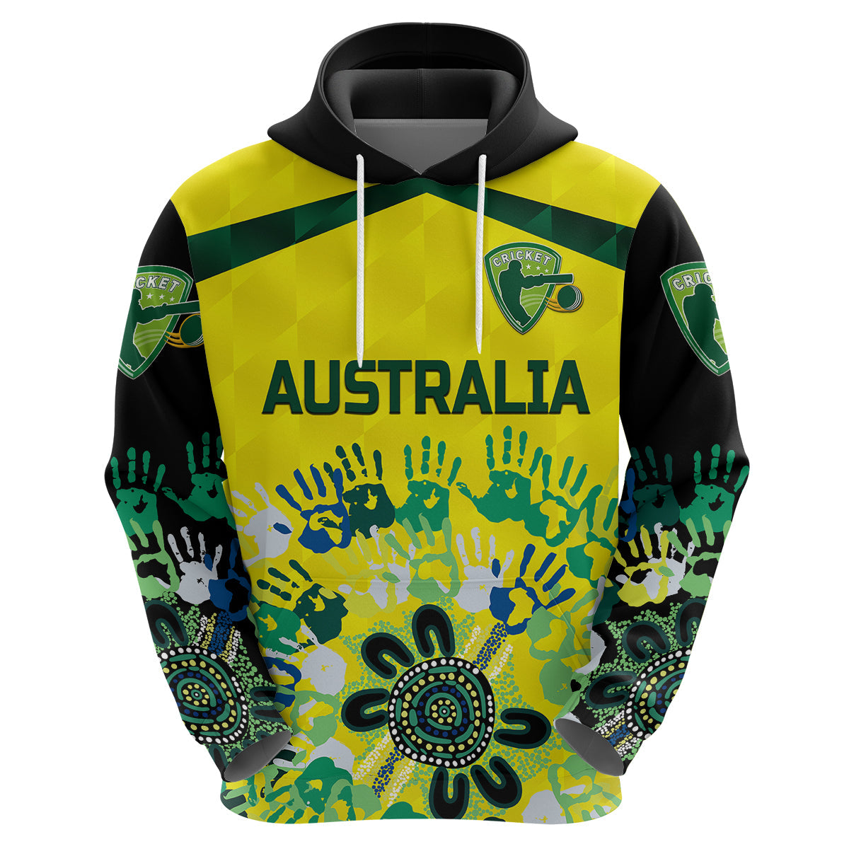 Custom Australia CrickeHoodie Aboriginal Style Unique Black LT8