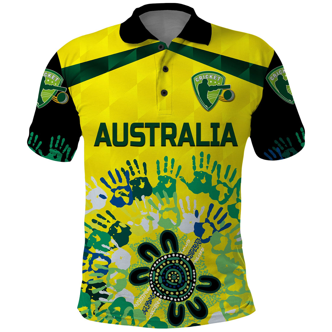 Custom Australia Cricket Polo Shirt Aboriginal Style Unique Black LT8