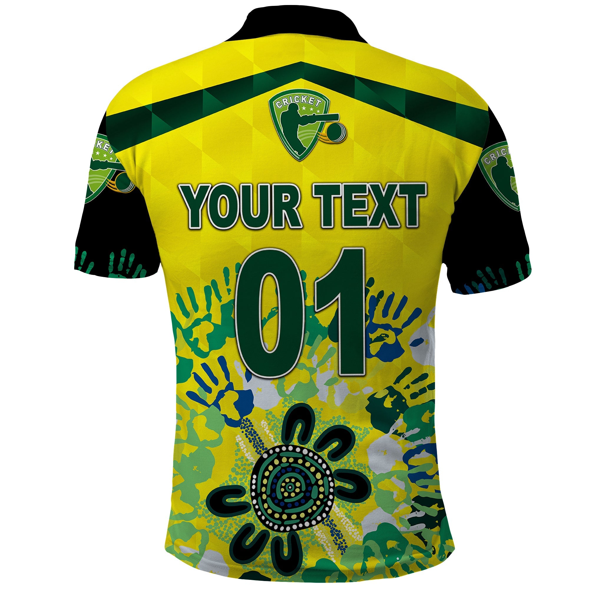 Custom Australia Cricket Polo Shirt Aboriginal Style Unique Black LT8