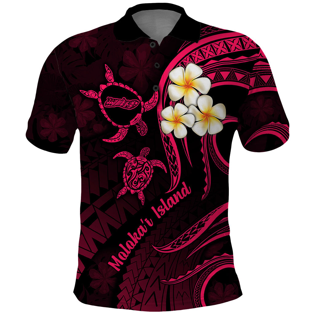 Hawaii Polo Shirt Molokai Islands Polynesian Sunset Plumeria Pink Vibe LT9