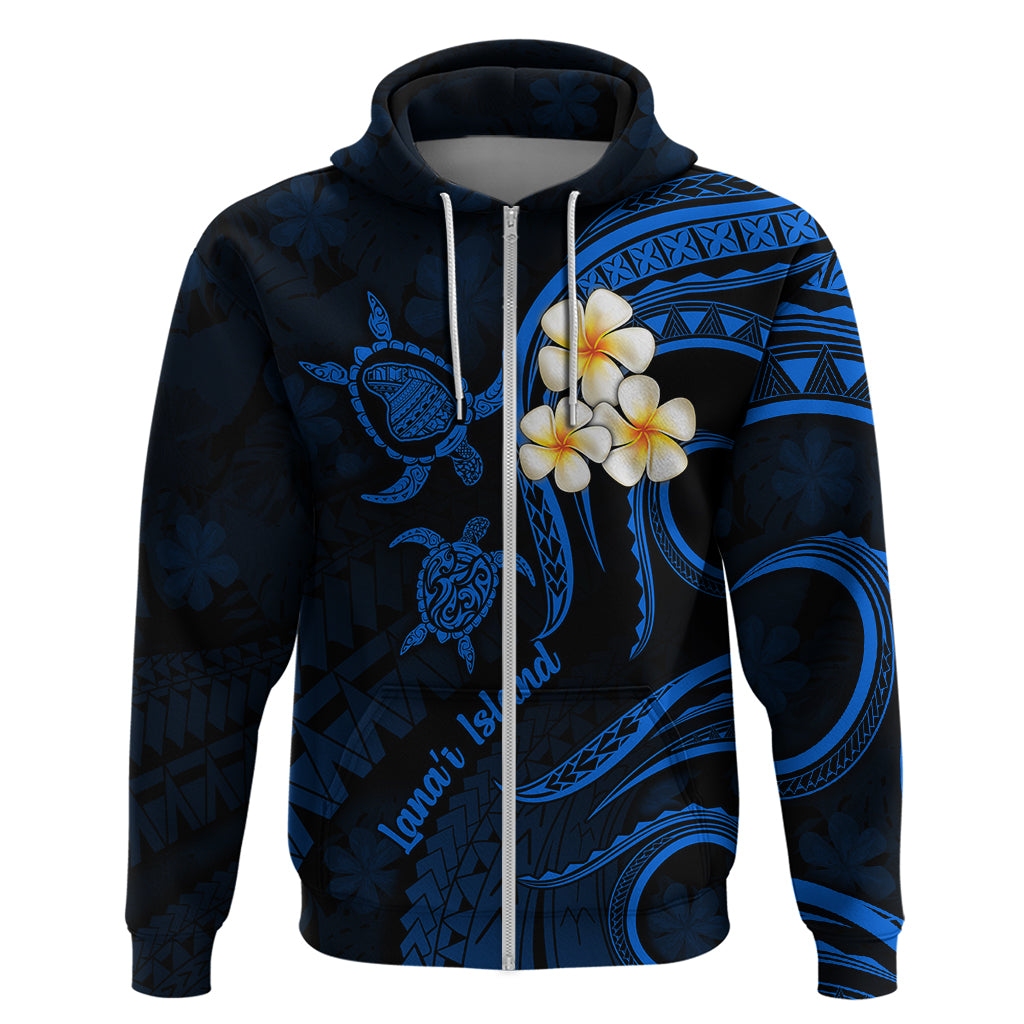 Hawaii Hoodie Lanai Islands Polynesian Sunset Plumeria Blue Vibe LT9