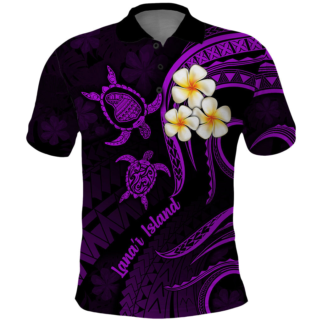 Polynesian Hawaii Polo Shirt Lanai Islands with Pacific Plumeria Purple Vibe LT9