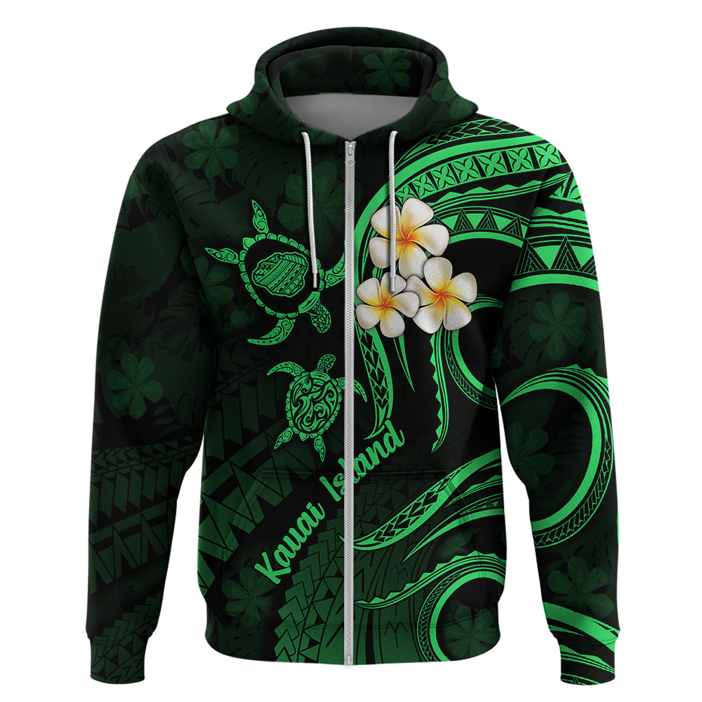 Hawaii Hoodie Kauai Islands Polynesian Sunset Plumeria Green Vibe LT9